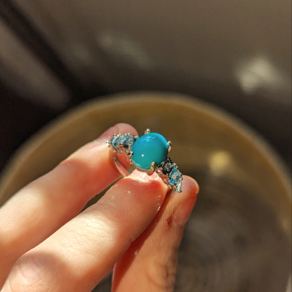 Sterling Silver Turquoise and Topaz Ring